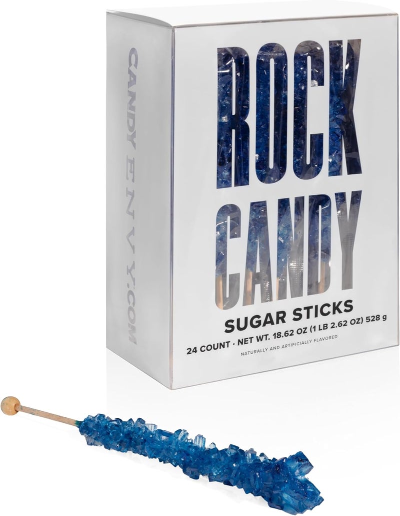 Candy Envy Navy Blue Rock Candy Sticks - 24 Pack - Image 1